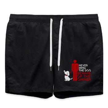 Never Mind Dog Beware Owner Warning Dogs Humor - Swim Trunks - black - Front - AI Model Male 185 light (185cm)