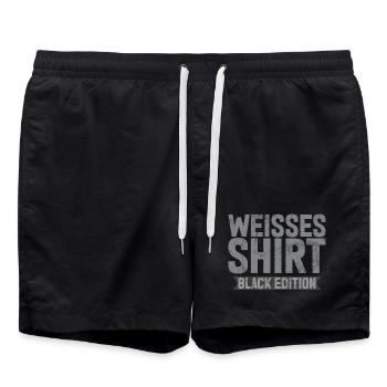 White Shirt Black Edition Funny Saying - Swim Trunks - black - Front - AI Model Male 185 light (185cm)