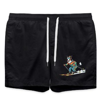 Skiender Hund Wintersport Lustiger Pistenheld - Badeshorts - Schwarz - Vorne - AI Model Male 185 light (185cm)