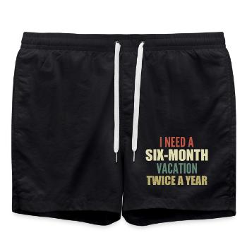I need a six-month vacation twice a year - Short de bain - noir - Devant - AI Model Male 185 light (185cm)