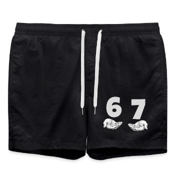 Drôle 67 Meme Mains Gen Alpha Humour - Short de bain - noir - Devant - AI Model Male 185 light (185cm)