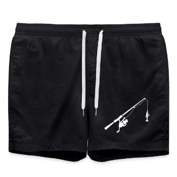 Angelrute Spinnrute Fisch Fang Vektor - Badeshorts - Schwarz - Vorne - AI Model Male 185 light (185cm)