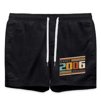 Original 2006 Vintage Vintage Birthday Retro - Swim Trunks - black - Front - AI Model Male 185 light (185cm)
