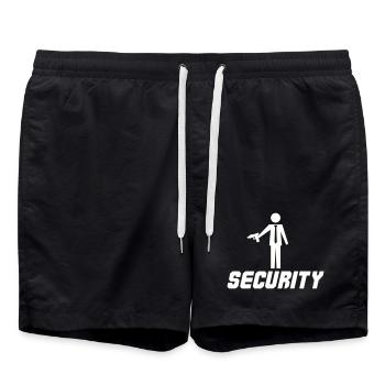 Security with a weapon - Swim Trunks - black - Front - AI Model Male 185 light (185cm)