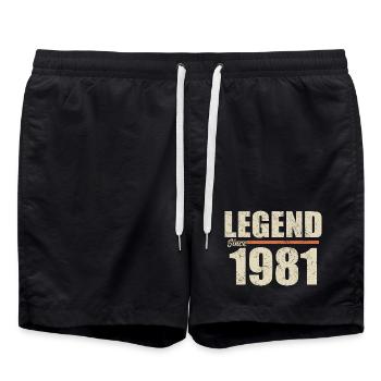 Genial seit 1981 - Badeshorts - Schwarz - Vorne - AI Model Male 185 light (185cm)