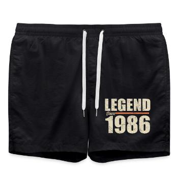Birthday 1986 | Legend since 1986 - Swim Trunks - black - Front - AI Model Male 185 light (185cm)