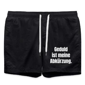 Geduld als Abkürzung Spruchshirt - Badeshorts - Schwarz - Vorne - AI Model Male 185 light (185cm)