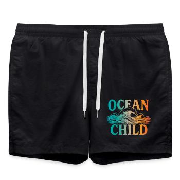 Ocean Child - Swim Trunks - black - Front - AI Model Male 185 light (185cm)