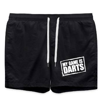 Darts Fun Hoodie & Shirt für echte Darts Fans - Badeshorts - Schwarz - Vorne - AI Model Male 185 light (185cm)