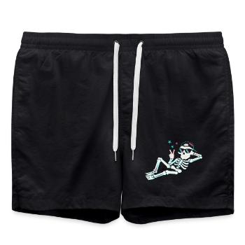 Paix néon squelette – énergie rétro - Short de bain - noir - Devant - AI Model Male 185 light (185cm)