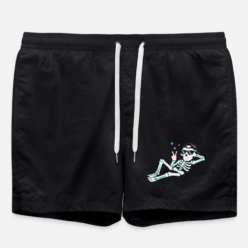 Paix néon squelette – énergie rétro - Short de bain - noir
