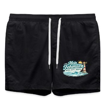 Moin Fehmarn Shirt Ostsee Insel Meer Geht Immer - Swim Trunks - black - Front - AI Model Male 185 light (185cm)