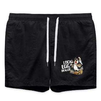 Lokal Eierdealer Huhn - Badeshorts - Schwarz - Vorne - AI Model Male 185 light (185cm)