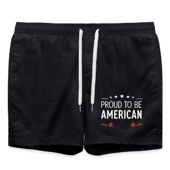Proud to be American – Retro Stars - Swim Trunks - black - Front - AI Model Male 185 light (185cm)