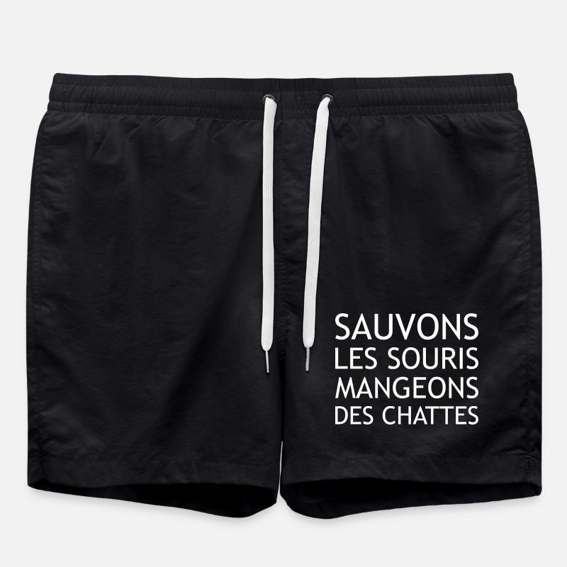 Humour Sauvons Les Souris mangeons des chattes - Short de bain - noir
