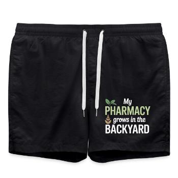Vêtement certifié en pharmacologie clinique organique - Short de bain - noir - Devant - AI Model Male 185 light (185cm)