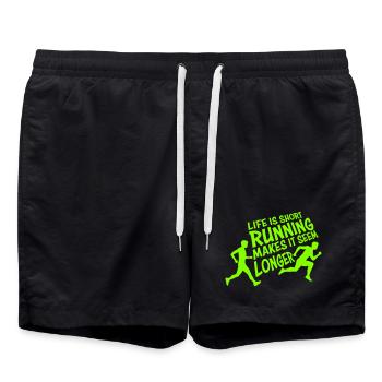 Life Is Short Running Makes It Seem Longer Funny - Swim Trunks - black - Front - AI Model Male 185 light (185cm)