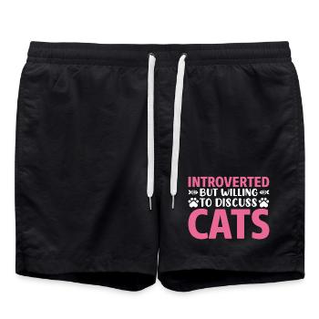 Introverted discuss with cat - Badeshorts - Schwarz - Vorne - AI Model Male 185 light (185cm)