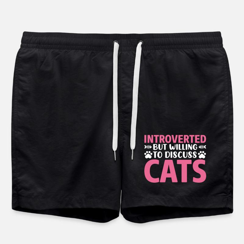 Introverted discuss with cat - Swim Trunks - black