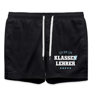 Klassenlehrer Schule Spruch Abschied Bester Lehrer - Badeshorts - Schwarz - Vorne - AI Model Male 185 light (185cm)