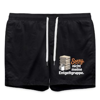 Sorry Nicht Meine Entgeltgruppe Beamte TVöD Büro - Badeshorts - Schwarz - Vorne - AI Model Male 185 light (185cm)