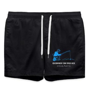 Ich bin nicht zum Spaß hier zum Angeln - Lustiger  - Badeshorts - Schwarz - Vorne - AI Model Male 185 light (185cm)