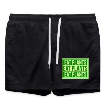 Sigle végétarien végan drôle de Eat Plants - Short de bain - noir - Devant - AI Model Male 185 light (185cm)