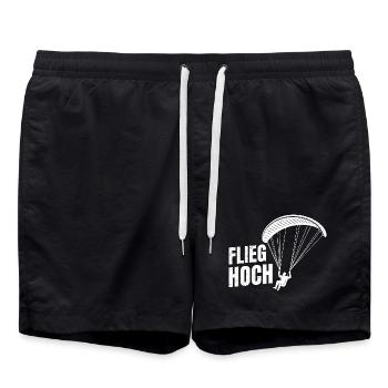 Gleitschirmflieger FLIEG HOCH LUSTIGES - Badeshorts - Schwarz - Vorne - AI Model Male 185 light (185cm)