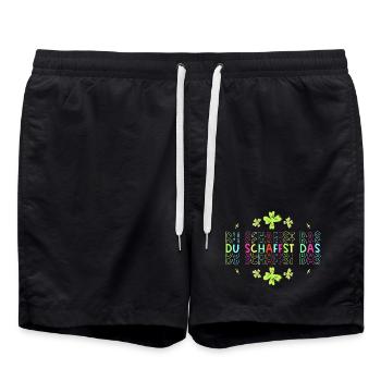 Du schaffst das! Glücksbringer Glücksklee neon - Badeshorts - Schwarz - Vorne - AI Model Male 185 light (185cm)