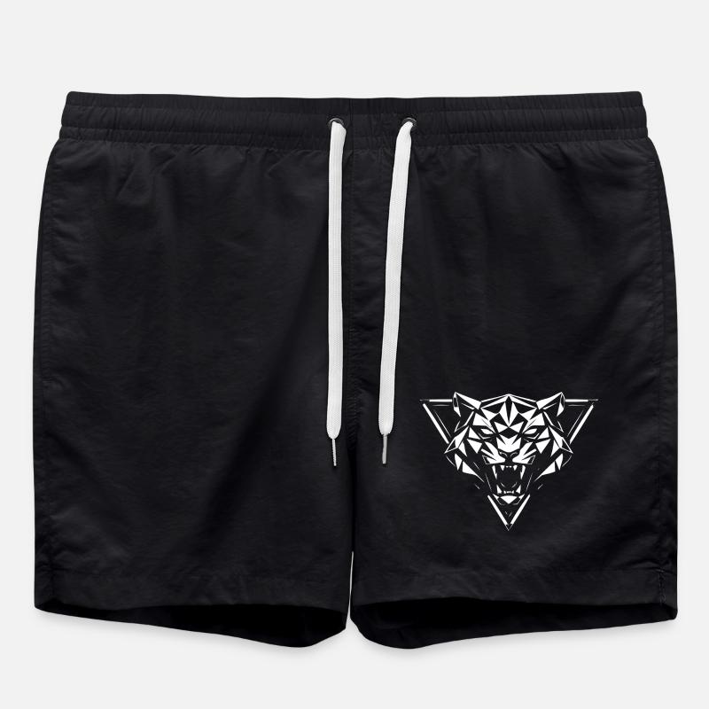 Facettes géométriques de tête de loup - Short de bain - noir