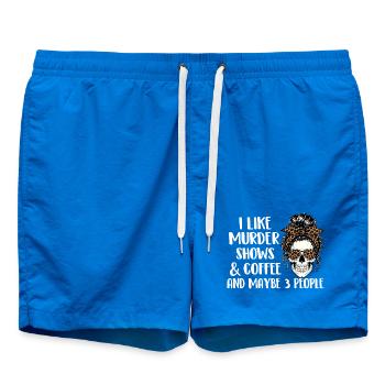 Murder Shows Coffee Maybe 3 People Funny - Swim Trunks - cobalt blue - Front