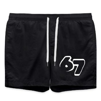 67 "six seven" drawn - Badeshorts - Schwarz - Vorne - AI Model Male 185 light (185cm)