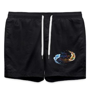 Wenn Gedanken zu Kreativität werden - Schriftzug - Badeshorts - Schwarz - Vorne - AI Model Male 185 light (185cm)