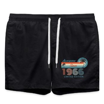 T-Shirt 60 Ans 1966 Nature Botanique - Short de bain - noir - Devant - AI Model Male 185 light (185cm)