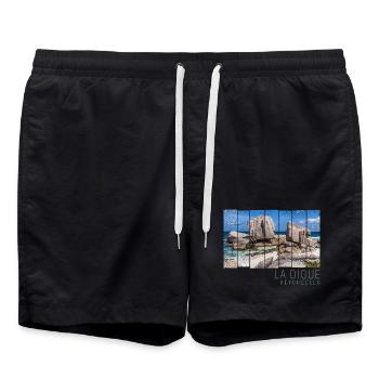 Seychellen La Digue Retro Anse Marron Souvenir - Badeshorts - Schwarz - Vorne - AI Model Male 185 light (185cm)