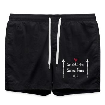 So sieht eine Super Frau aus - Badeshorts - Schwarz - Vorne - AI Model Male 185 light (185cm)