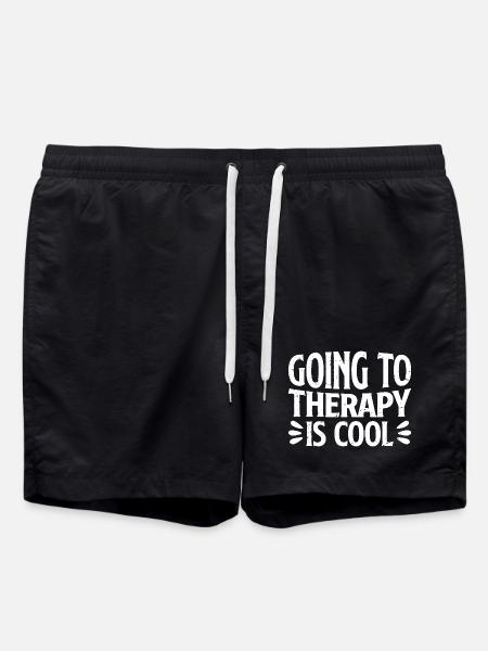 going to therapy is cool - Swim Trunks - black
