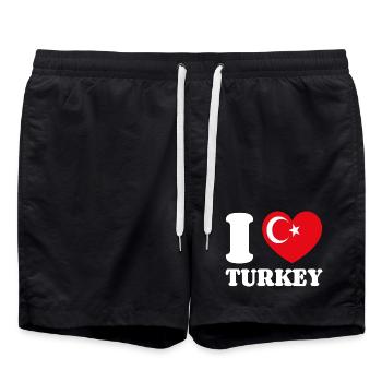 I Love Turkey Heart Flag - Swim Trunks - black - Front - AI Model Male 185 light (185cm)