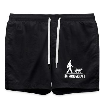 Hund Führungskraft Herrchen Hunde Gassi Gehen - Badeshorts - Schwarz - Vorne - AI Model Male 185 light (185cm)