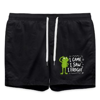 Frosch - I came I saw I frogot - lustige Sprüche - Badeshorts - Schwarz - Vorne - AI Model Male 185 light (185cm)