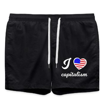 Amerikanische Flagge Herz Kapitalismus - Badeshorts - Schwarz - Vorne - AI Model Male 185 light (185cm)