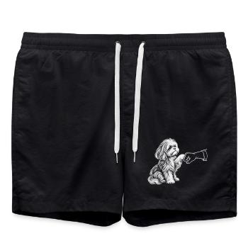 Süßer Hund, der Pfote schenkt – treuer Begleiter. - Badeshorts - Schwarz - Vorne - AI Model Male 185 light (185cm)
