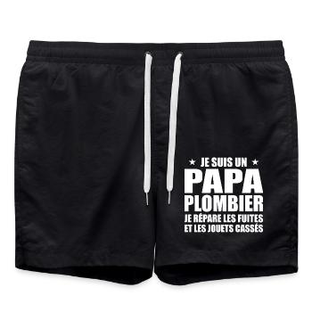 Klempner Papa, Geschenkidee zum Vatertag - Badeshorts - Schwarz - Vorne - AI Model Male 185 light (185cm)
