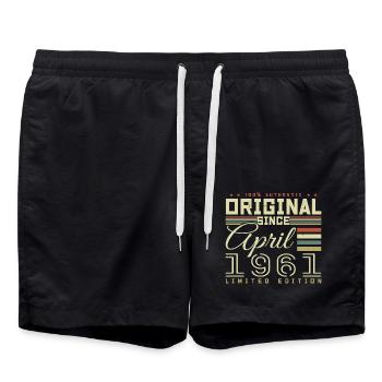 April 1961 Birthday April 1961 April 1961 - Swim Trunks - black - Front - AI Model Male 185 light (185cm)