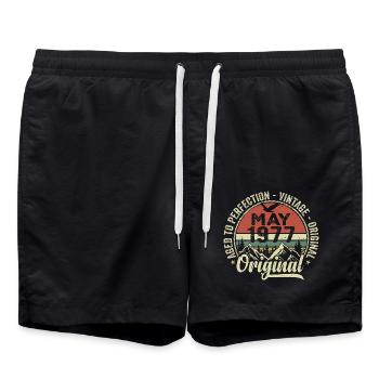 May 1977 Birthday May 1977 May 1977 - Swim Trunks - black - Front - AI Model Male 185 light (185cm)