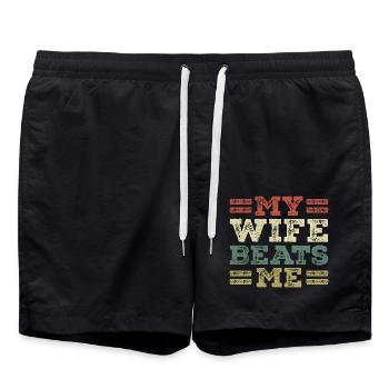 My wife beats me - Short de bain - noir - Devant - AI Model Male 185 light (185cm)