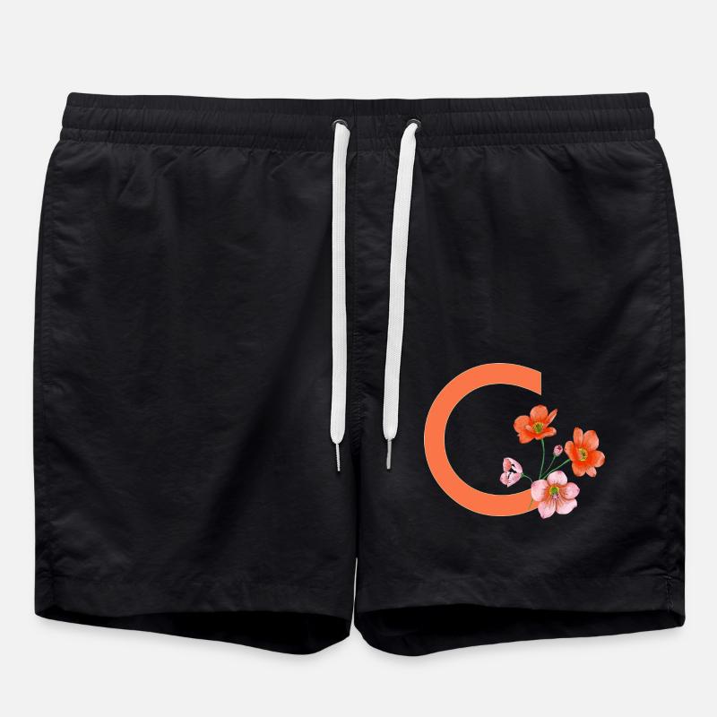 C with flowers - Swim Trunks - black