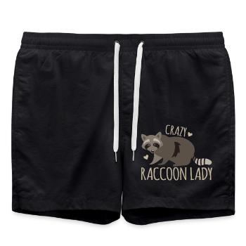 Dame de raton laveur fou Nouveau avec des ratons laveurs mignons - Short de bain - noir - Devant - AI Model Male 185 light (185cm)