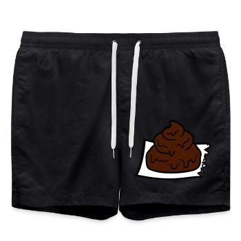 haeufchen comic haufen scheisse abgerissen stueck - Badeshorts - Schwarz - Vorne - AI Model Male 185 light (185cm)