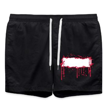 schild blut rahmen umrandung text feld name schrei - Badeshorts - Schwarz - Vorne - AI Model Male 185 light (185cm)